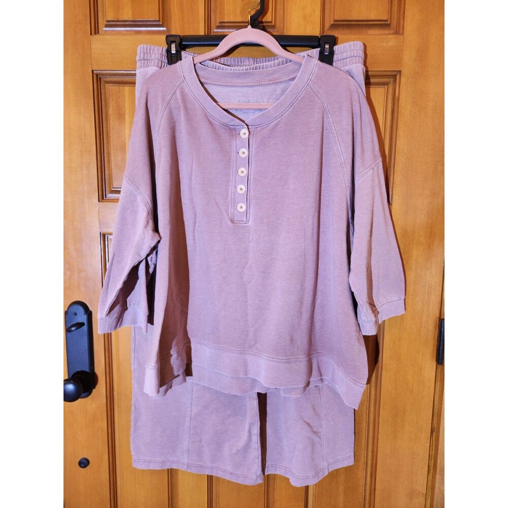 Any Body Mauve Lounge Wear 2-Piece Set Women's Size Top 3XL Bottoms XLT